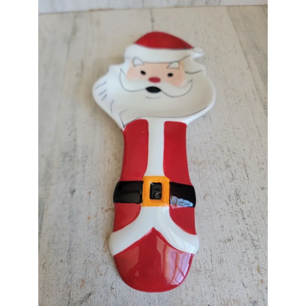 Bistro sleigh bell ceramic spoon rest Xmas kitchen accessory home decor